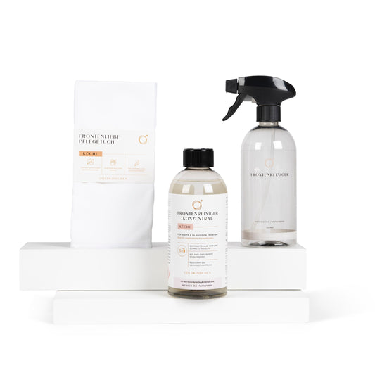 Küchenfronten-Starterset: Konzentrat, Mischflasche + Pflegetuch