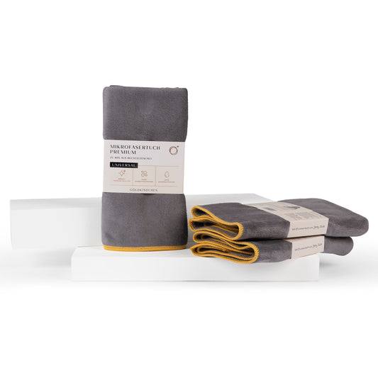 Premium XL Mikrofasertuch 3er Set grau / gelb