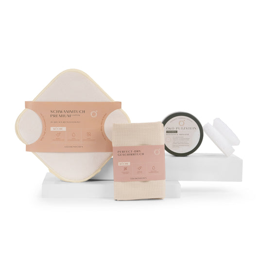 Vorteilsset: Küchenspüle + Kochfeld + Geschirr Creme